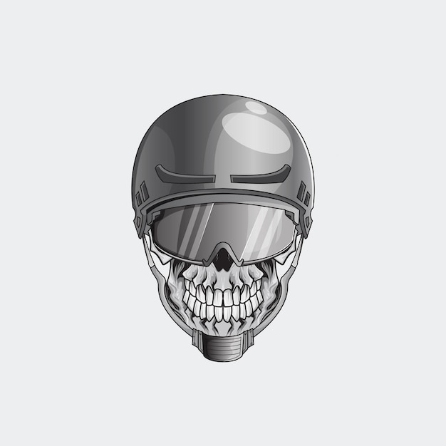 Vector tattoos design black and white illustration bycycle helmet skull