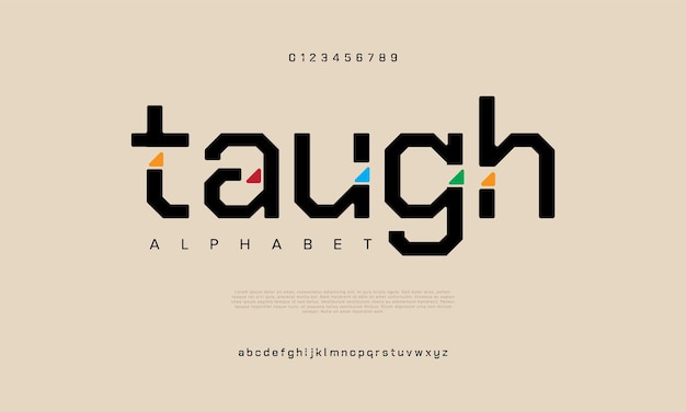 Taugh creative modern urban alphabet font Digital abstract moslem futuristic fashion sport minimal