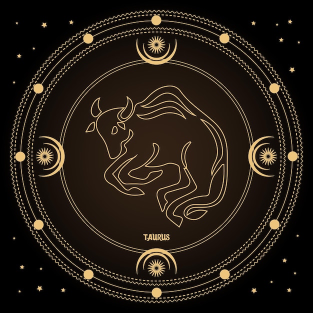 Premium Vector Taurus zodiac sign, astrological horoscope sign in a