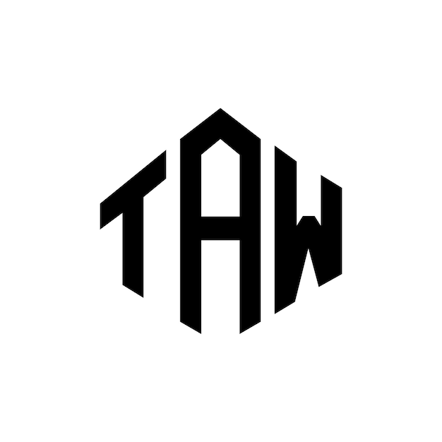 TAW は多角形 (タウ・ポリゴン) と立方形 (キューブ) のロゴデザインでタウ・ヘクサゴン (タウ) のベクトル・ロゴ・テンプレート白と黒の色タウのモノグラムビジネス・リアルエステート・ロゴ