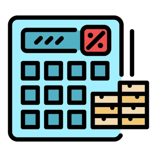 Tax calculator icon Outline tax calculator vector icon color flat isolated