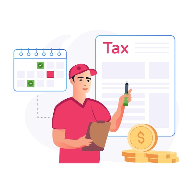 A tax collection editable flat illustration