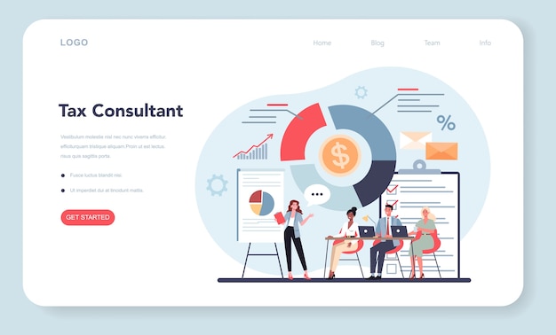 Vector tax consultant web banner or landing page