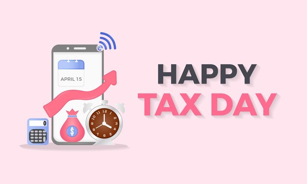 Tax Day celebrated every year of April 15th Vector banner flyer poster and social medial template design