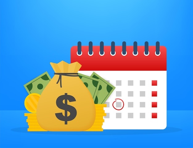 Vector tax day. concept of payment date or payday loan like a calendar with money. vector illustration.