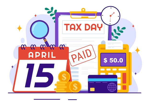 Вектор Иллюстрация налогового дня 15 апреля