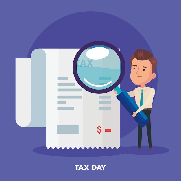 Tax day illustration with businessman character