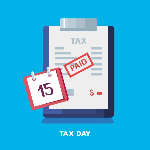 Vector tax day illustration with clipboard calendar 15 april