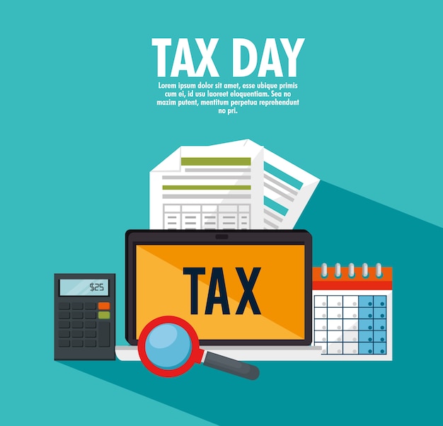 Tax day time set icons vector illustration design