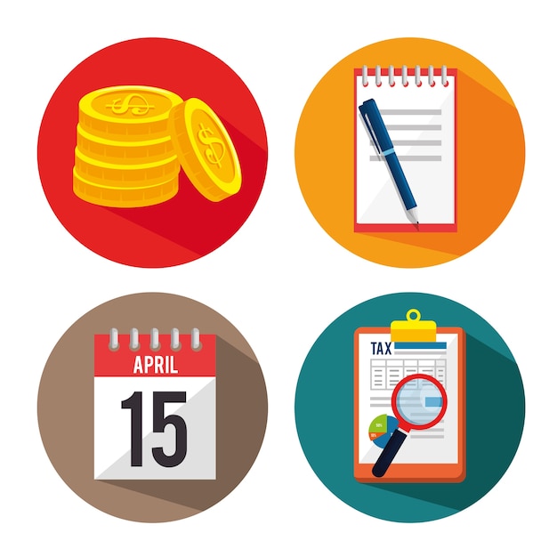 tax day time set icons vector illustration design