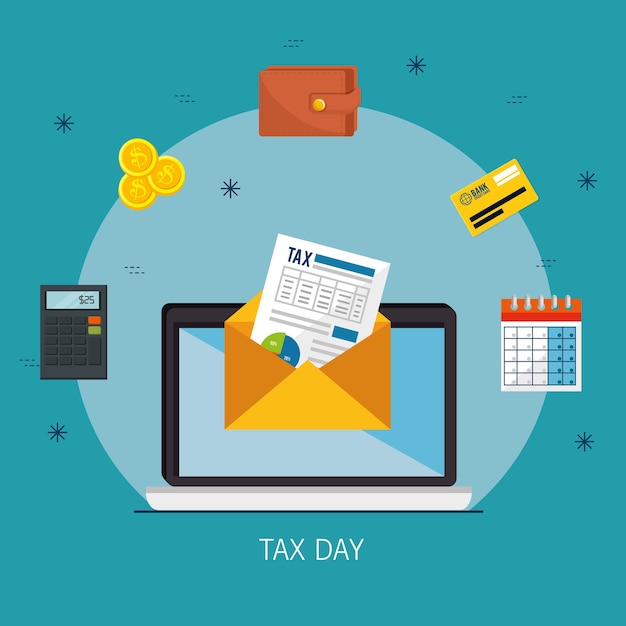 Tax day time set icons vector illustration design