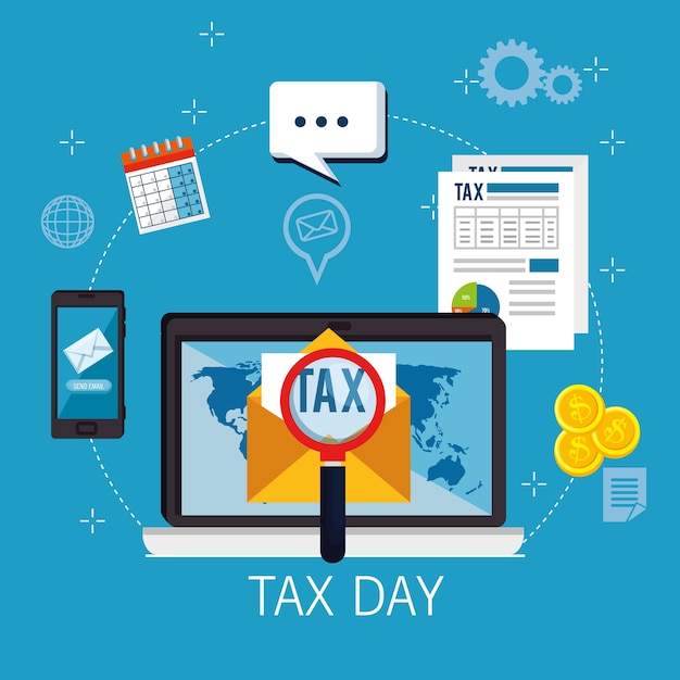 Vector tax day time set icons vector illustration design