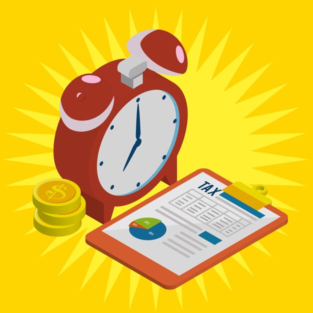 Tax day time set icons vector illustration design