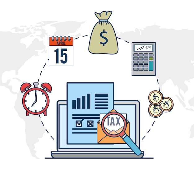 tax day time set icons vector illustration design