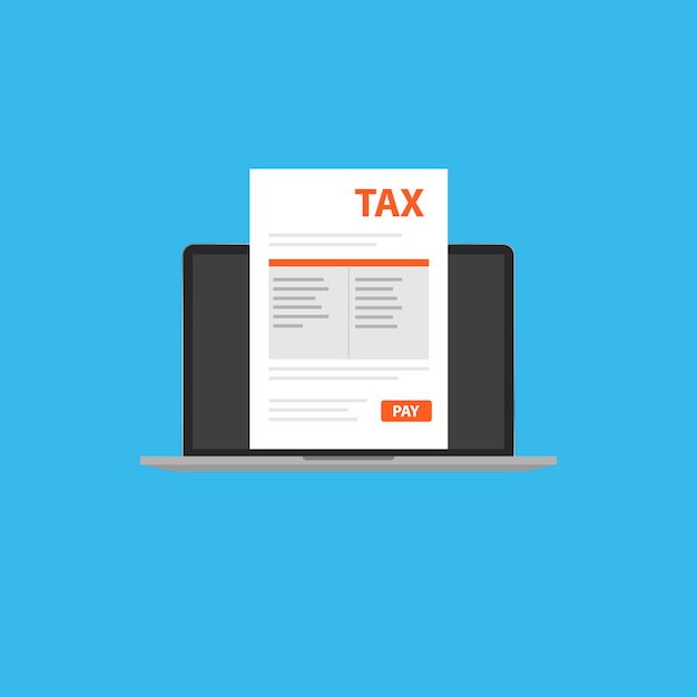 Premium Vector Tax document in your laptop.