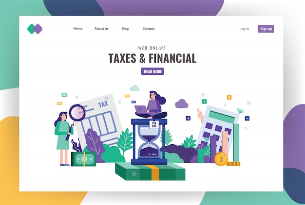 Tax and financial landing page template. 