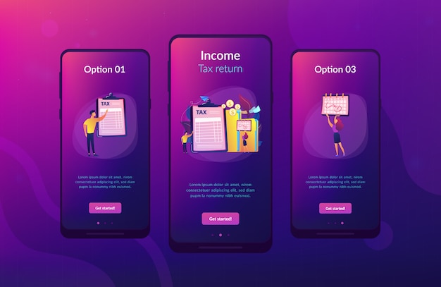 Vector tax form app interface template