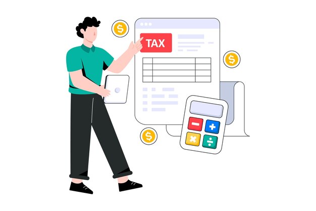 Tax Form flat style design vector illustration. stock illustration