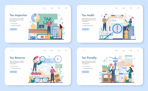 Tax inspector web banner or landing page set