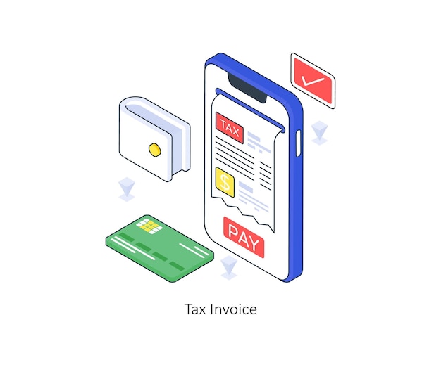 tax invoice isometric colored illustration eps file stock illustration