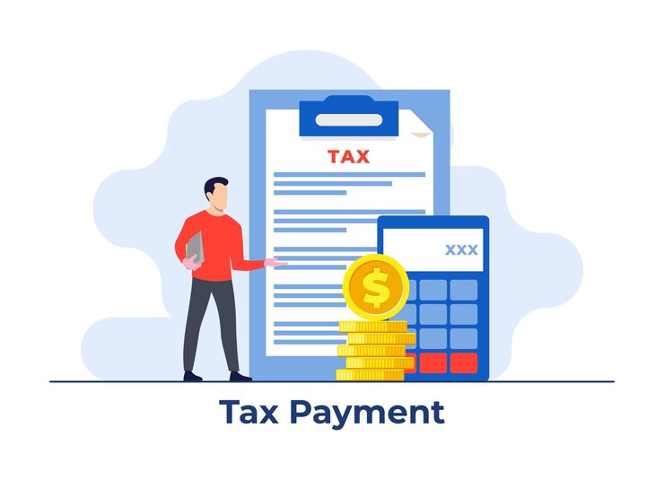 Vector tax payment tax form financial research report and calculation financial accounting