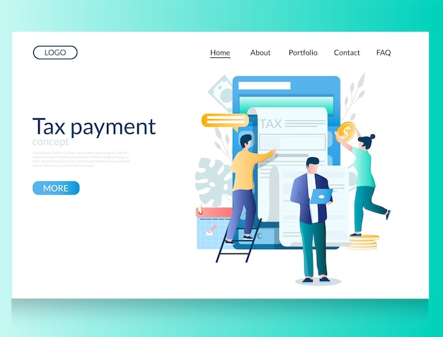 Tax payment vector website landing page design template