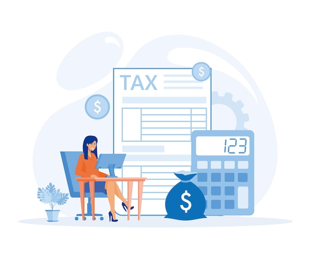 Vector tax preparation concept corporate tax taxable income fiscal year document preparation