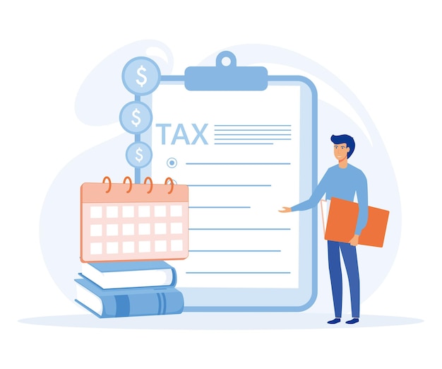 Tax preparation concept Corporate tax taxable income fiscal year document preparation