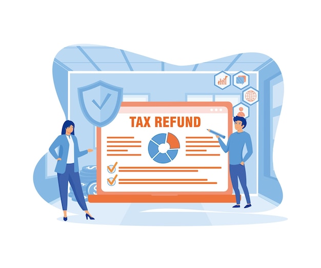 Vector tax refund concept tax declaration approved idea of accounting and payment financial bill flat vector modern illustration