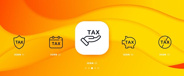 Tax set icon tax payment time tax cancellation shield piggy bank calendar money coin dokkar duty cess concept advertisement concept infographic timeline with icons and 5 steps