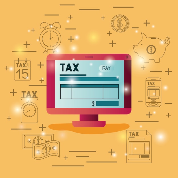 Vector tax time set icons