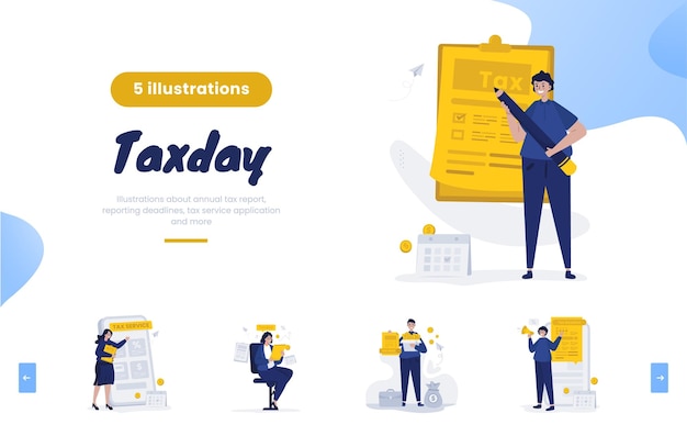 Taxday tax report illustration bundle pack