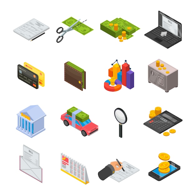 Taxes icon set. isometric set of taxes vector icons for web design isolated on white background