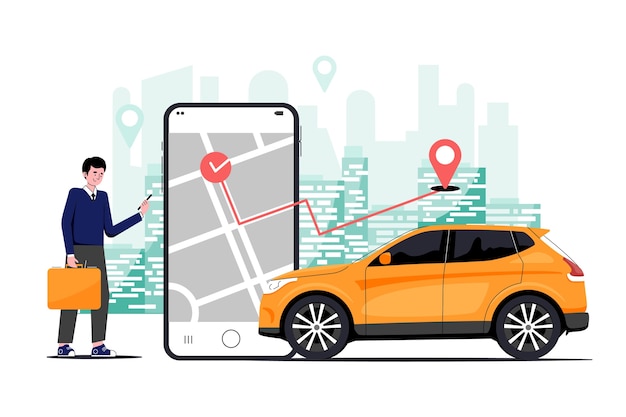 Vector taxi app concept