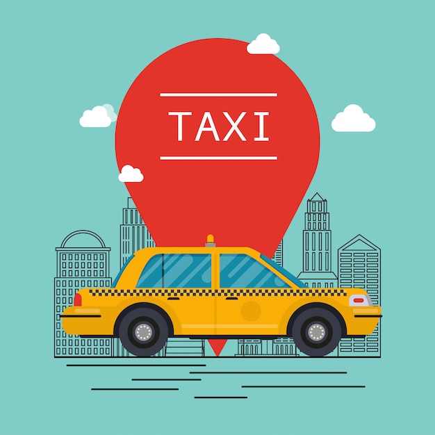 Vector taxi auto. modern plat creatief info grafisch ontwerp op openbare taxi.