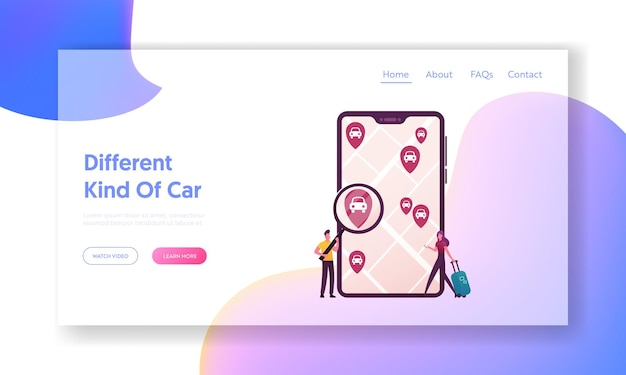 Taxi, autoverhuur en delen met behulp van de bestemmingspaginasjabloon van de mobiele app