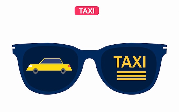 TAXI Booking reflection inside the glasses vector illustration