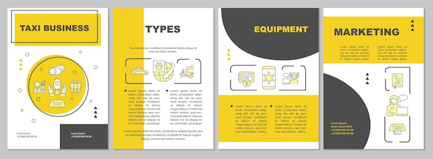 Taxi business yellow brochure template