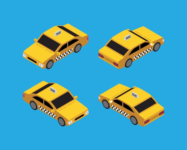 Vector taxi cab isometric vintage vector