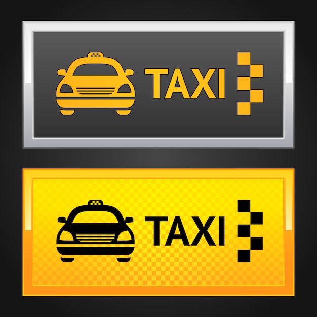 Vector taxi cab set label