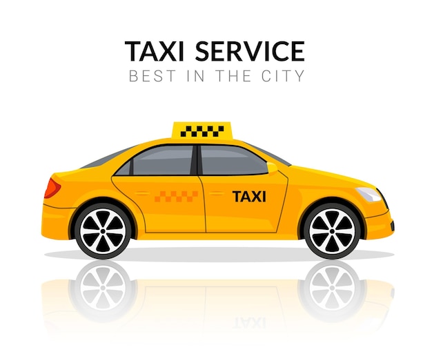 Vettore taxi car app cab piatto giallo vettore icona dell'auto. servizio di progettazione taxi per viaggi in taxi.