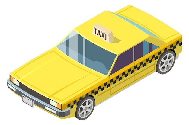 Taxi car isometric front icon City cab