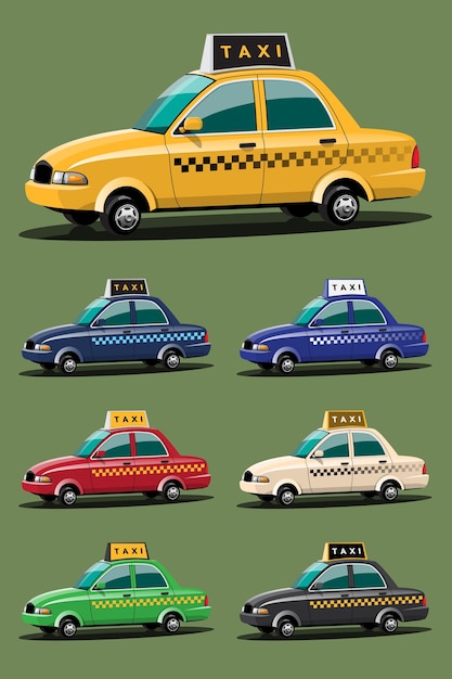 Taxi car service set