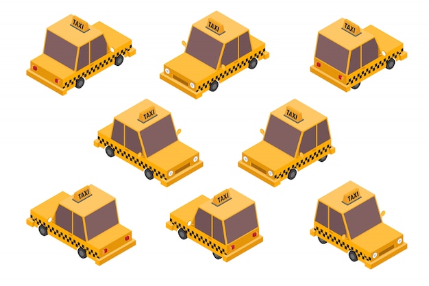 Taxi car set illustration