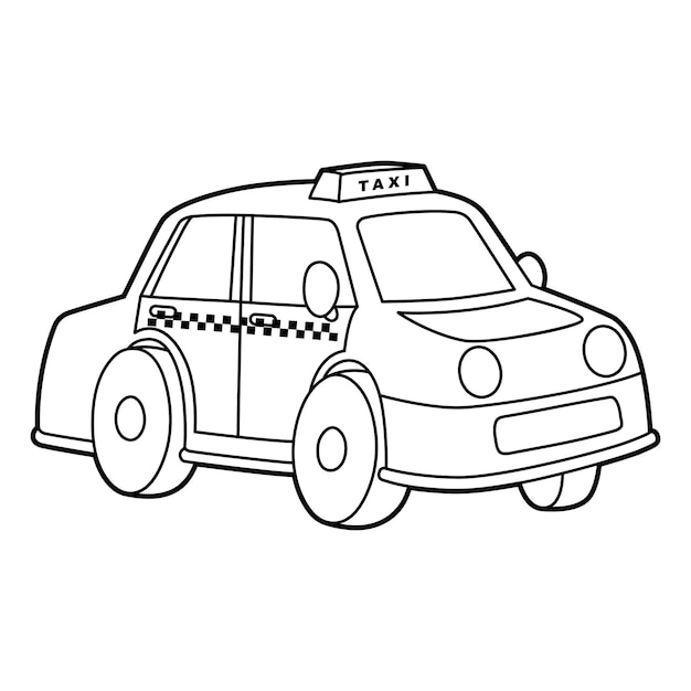 Taxi Coloring Page Isolated for Kids