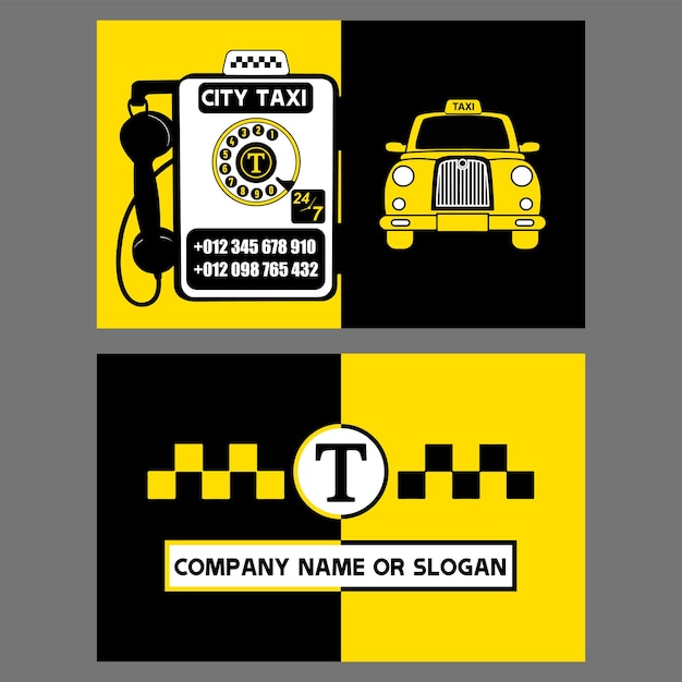 Vector taxi driver or company business card in retro design