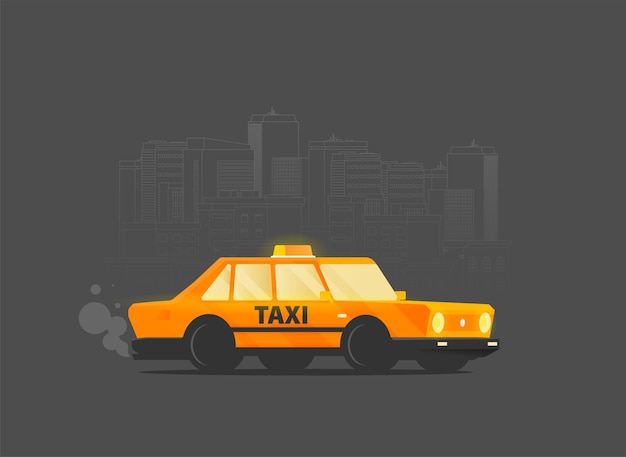 Taxi grafisch ontwerp in vlakke stijl