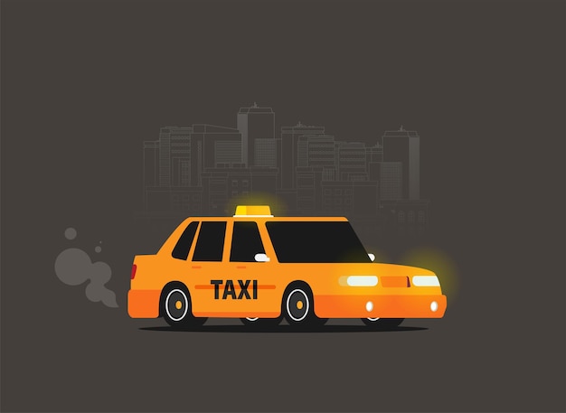 フラット スタイルのタクシー グラフィック デザイン