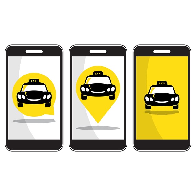 Vector taxi icon on smartphone