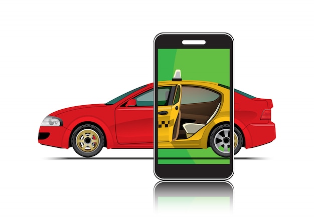 Vector taxi in de smartphone